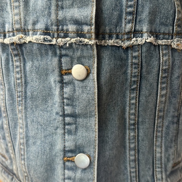 Jacket denim corduroy sleeves, frayed, gorgeous medium casual denim, jean jacket - Picture 9 of 9